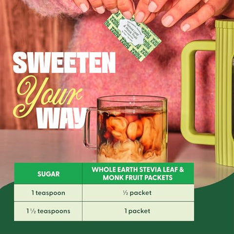 Whole Earth Sweetener Co. NATURE SWEET Stevia & Monk Fruit Sweetener, Erythritol Sweetener, Stevia Packets, Sugar Substitute, Natural Sweetener, 40-Count