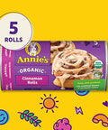 Annie's Organic Cinnamon Rolls with Icing, Refrigerated Dough, 5 Rolls, 17.5 oz