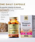 Solgar One Daily Women'S Multi 50 Whole Body Support For Women 50 And Older - Highly Absorbable Heart Bone & Breast Health Energy Stress Hair Skin & Nails Multivitamin 60 Vegan Capsule Servings