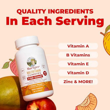 MaryRuth's Multivitamin Hair Growth Gummies Thicker Hair 30 Servings With Lustriva Biotin 10000mcg B Vitamins Formulated for Thicker Hair Wrinkles Fine Lines Skin Care