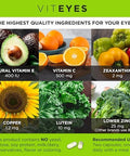 Viteyes Areds 2 Eye Vitamins, Classic Macular Support, Allergen Capsules, With Natural Vitamin E, Vitamin C, Zinc, Copper, Lutein & Zeaxanthin, Eye Doctor Trusted, Manufactured In The Usa, 180 Ct