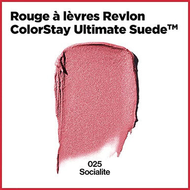 Revlon Lipstick Colorstay Ultimate Suede Lipstick High Impact Lip Color With Moisturizing Creamy Formula Infused With Vitamin E 025 Socialite 0.09 Oz