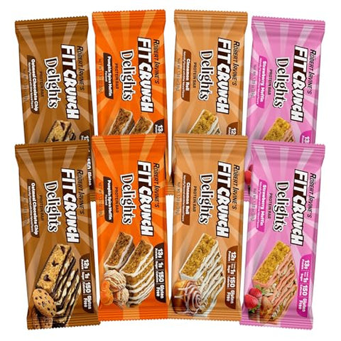 Fit Crunch Delights Protein Bar 12G Of Protein & 1G Of Sugar (8 Bars Cinnamon Roll)