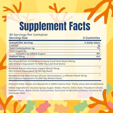 Trueseamoss Gummies Sample 1200Mg Irish Sea Moss Bladderwrack & Burdock Root Travel-Size Vegan Fruity Gluten-Free 14 Gummies Easy On-The-Go Wellness Made In Usa