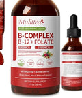 Methylated B Complex 5000 mcg Methylcobalamin B12 and 1000 mcg 5MTHF Folate Vitamin B Complex Liquid Drops with B3 B6 Beetroot Hawthorn Energy Focus Heart and Brain SugarFree 2 Fl Oz