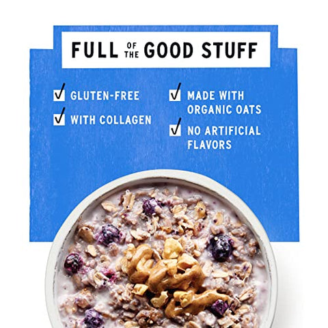 Purely Elizabeth, Blueberry Walnut, Superfood Oatmeal Pouch 8oz (8oz Bag), Collagen, Gluten-Free, Organic Oats (Pack of 2)