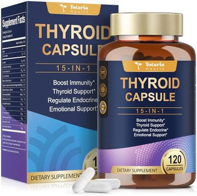 Totaria Thyroid Support For Women & Man Supplement Complex Capsules - Iodine Thyroid Supplement With L Tyrosine Bladderwrack Kelp Ashwagandha Selenium Supplements - Mood Enhancer Energy Blance Thyroid Level