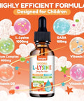 Lamginy L-Lysine Liqud Drops 1000Mg L-Lysine For Kids & Adults With Calcium Complex Gaba Vitamins Skin & Lip Health Immune & Collagen Production Support Non-Gmo Natural Cherry & Orange Flavor 2 Fl Oz
