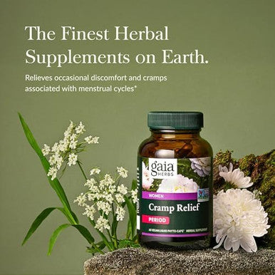 Gaia Herbs Cramp Relief Herbal Supplement For Hormone Balance & Period Cramp Relief Made With Organic Licorice Root White Peony Root Turmeric & More 60 Vegan Capsules (60 Servings)