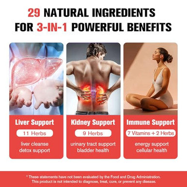 Migcopat 29-In-1 Kidney And Liver Cleanse Detox & Repair Drops High Absorption Cranberry And Milk Thistle Supplement Natural Herbal Daily Detox Support For Kidney Liver Urinary Tract Bladder 60Ml