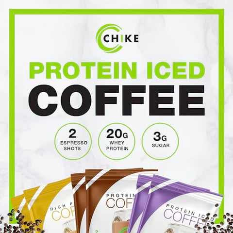 Chike High Protein Iced Coffee Naturally Sweetened Sampler Pack 20 G Protein 2 Shots Espresso Nongmo Keto Friendly And Gluten 6 Single Serve Packets