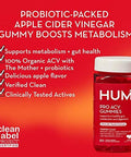 Hum Pro Acv Gummies 100% Organic Apple Cider Vinegar With The Mother Probiotics For Digestive Health & B12 For Metabolism Support (60 Count)
