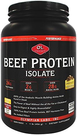 Olympian Labs Beef Protein Isolate Powder 24G Protein Bst 2 Grams Bcaa'S Muscle Building Amino Acids 1 Pound Flavored With Real Chocolate