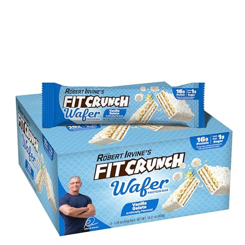 Fit Crunch Wafer Protein Bars 16G Of Protein & 3G Of Sugar (9 Bars Chocolate Peanut Butter)