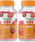 Lifeable Zinc 25Mg Kids + Zinc Kids Gummies Bundle Great Tasting Vitamin Supplement Gluten Gmo Chewable Gummy