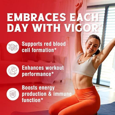 Vitalibre Iron Supplement For Women & Men, With Vitamins C, B6, B12 & Folate+Vitalibre Women'S Probiotics 100 Billion Cfu, 15 Strains, W/Prebiotic, Cranberry, Vitamin B6 & Vc,