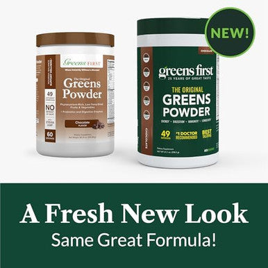 Greens First Original Greens Powder 49 Superfoods Organic Fruits & Veggies Prebiotics Probiotics Digestive Enzymes Antioxidant Smoothie Dairy Vegan Nongmo (Chocolate 60 Servings)
