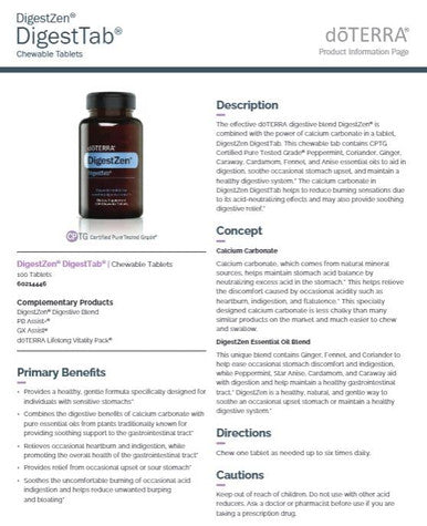 Doterra Digestzen Digesttab 100 Chewable Tablets