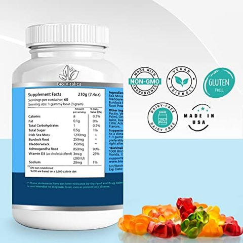 BIO VITALICA Sea Moss Ashwagandha and Sea Moss Gummies (Bundle) Irish sea Moss raw Organic Bladderwrack Burdock Root