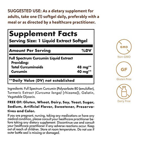 Solgar Full Spectrum Curcumin - 105 Licaps - Superior Absorption - Brain Joint & Immune Health - Vegan Gluten-Free Non-Gmo Dairy Free 105 Servings