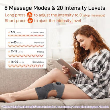 Gobok 8 Modes&20 Intensities Cordless Knee Massager With HeatKnee Brace For Arthritis Pain ReliefMuscle RelaxationHeating Pad For Knee Shoulder Elbow For Father (Pink)