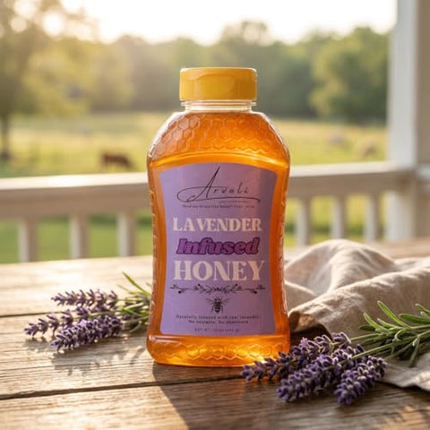 Lavender Honey - Infused Honey with Real Lavender - Clean Simple Syrup for Coffee, Tea, Matcha - 16 oz