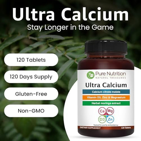 Pure Nutrition Vitamin D3 K2 + Ultra Calcium PlantBased D3 From Lichen 120 Tablets Each