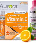 Aurora Nutrascience Mega Liposomal Vitamin C 32 Pack + Vitamin D3/K2 Bottle Bundle Supplement for Immune Support and Cognitive Health 32 Servings Each