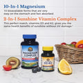 Vitalitown Ultra Magnesium and Vitamin D3 K2 Bundle (Pack of 2) 10 in 1 Magnesium Complex and 10000 IU D3 MK7 for Bone Muscle Heart Sleep Teeth and Immune 90 Mag Capsules and 90 D3 Softgels