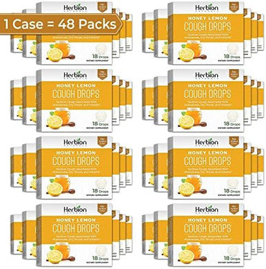 Herbion Naturals Cough Drops Honey Lemon Flavor Soothing Dietary Supplement For Adults & Children (6+) 18 Drops No Artificial Flavors Or Colors 48 Pack