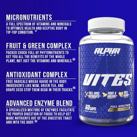 Vites Mens Multivitamin Complete Daily Supplement with Fruits Veggies Energy Immune and Prostate Support Daily Whole Food Vitamins with Antioxidants and Digestive Enzymes