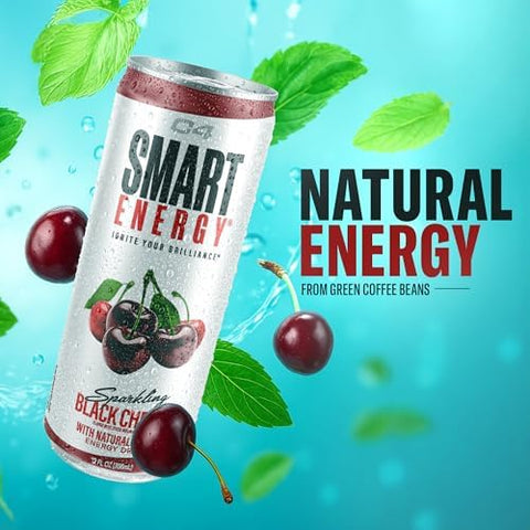C4 Smart Energy Drink Ã¢â‚¬â€œ Boost Focus and Energy with Zero Sugar, Natural Energy, and Nootropics - 200mg Caffeine - Black Cherry (12oz Pack of 12)