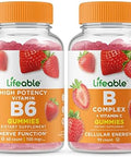 Lifeable Vitamin B6 + B Complex Gummies Bundle Great Tasting Vitamin Supplement Gluten Gmo Chewable