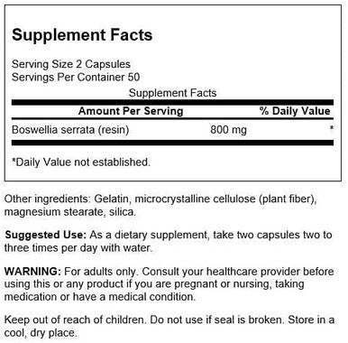 Swanson Boswellia - Herbal Supplement Promoting Joint Support - Ayurvedic Herb for Joint Flexibility & Mobility Support - Made with Boswellia Serrata Resin - (100 Capsules) 2 Pack
