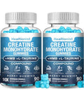 Healtionist 2 Pack 8000Mg Creatine Hmb Monohydrate Gummies For Men & Women L-Taurine & Vitamin B6 12 180 Blueberry Flavor Counts Supplement Gummies (60-Day Supply)