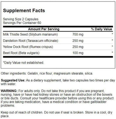 Swanson Milk Thistle Dandelion & Yellow Dock - Herbal Liver Support Supplement - Natural Supplement Helping to Maintain Overall Health & Wellbeing - (120 Capsules) 1 Pack (2 Pack)