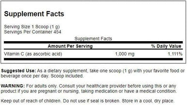 Swanson Vitamin C Powder 100% Pure Ascorbic Acid Immune System Support Skin Health Cardiovascular Health Antioxidant Supplement 1000 mg (per Serving) 1 lb. 454 g (3 Pack)