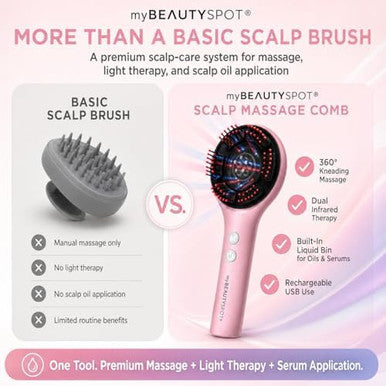 My Beauty Spot Scalp Massager For Hair Growth Electric Scalp Massager With Red Light Therapy Head Massage Comb Hair Oil Applicator