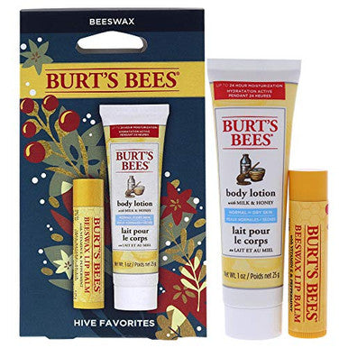 Burts Bees Hive Favorites Kit - Beeswax Unisex 0.15Oz Beeswax Lip Balm With Vitamin E And Peppermint 1Oz Body Lotion With Milk Honey 2 Pc Multi-Colored