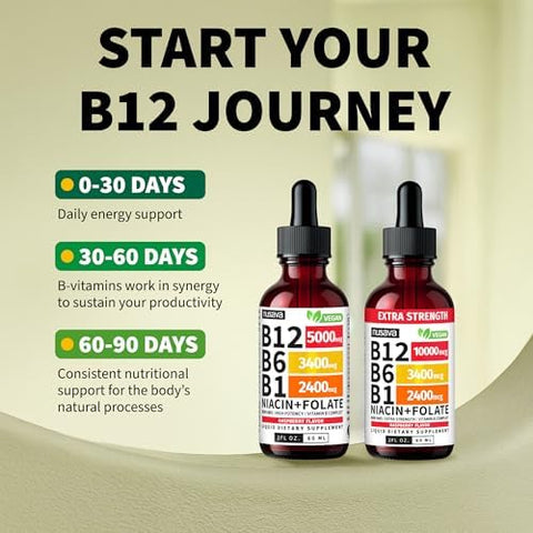 (4 Pack) Vitamin B12 and B6 Liquid Drops B12 Sublingual Vitamin B Complex B 12 Vitamin 5000mcg B12 Methylcobalamin for Energy Brain and Heart Support with 27200 mcg Raspberry 80 Servings