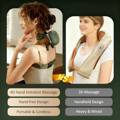 Bitoffun Shoulder And Neck Massager Bionic Heated Massager Neck Massager With Fingers 4D Kneading Massage Simulates A Real Palm Massage For Comfort Relax Muscle Tension