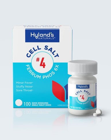 Hyland's Decongestant and Sinus Relief, Inflammation Supplement, Relief of Cold and Fever Symptoms, s #4 Cell Salt Ferrum Phos 6X Tablets, 100 Count