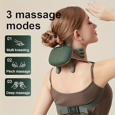 Dexmary Neck Massager With Heat Neck Massager For Pain Relief Deep Tissue Shiatsu Shoulder And Back Massager With 3 Modes & 2 Heat Levels Portable And Rechargeable Relax Muscle Tension (Green)