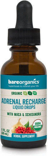 BareOrganics Adrenal Recharge Liquid Drops, Herbal Supplement, 1 Ounce