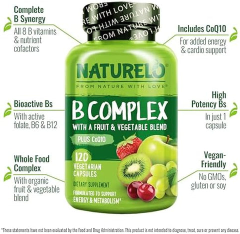 Naturelo Vitamin C Capsules 90 Count Vitamin B Complex 120 Count Bundle