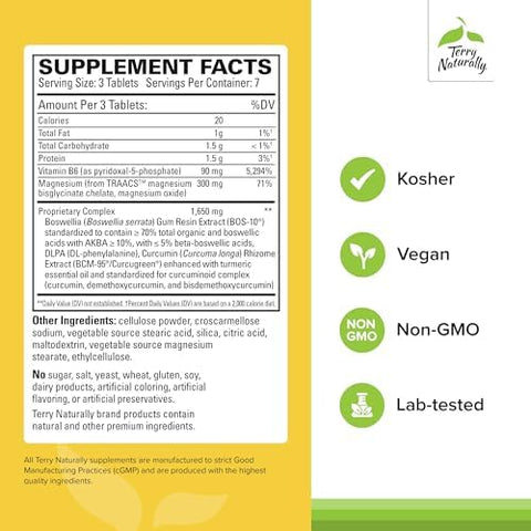 Terry Naturally Curamin Headache Dietary Supplement With Dlpa & Boswellia Enhanced Absorption Curcumin To Support Headache Relief Gluten & Nongmo Relaxation Supplement 21 Tablets