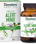 Himalaya Hello Alert Mind With Ltheanine Ashwagandha Bacopa Vitamin B6 & B12 For Energy Focus & Attention Vegan Gluten 60 Capsules