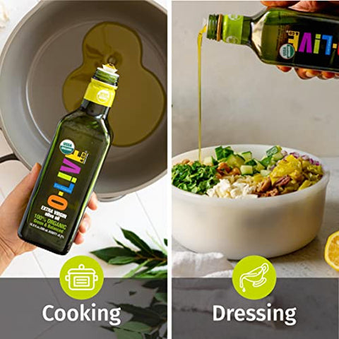 O-Live & Co. Premium Organic Extra Virgin Olive Oil | First Cold-Pressed | Non-GMO | 33 fl oz Bottle