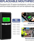Layfitty Breathalyzer2026 Upgraded Alcohol Tester With Blue Lcd Digital DisplayPortable Alcohol Tester For Home Or Party Use With 10 Mouthpieces