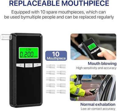 Layfitty Breathalyzer2026 Upgraded Alcohol Tester With Blue Lcd Digital DisplayPortable Alcohol Tester For Home Or Party Use With 10 Mouthpieces